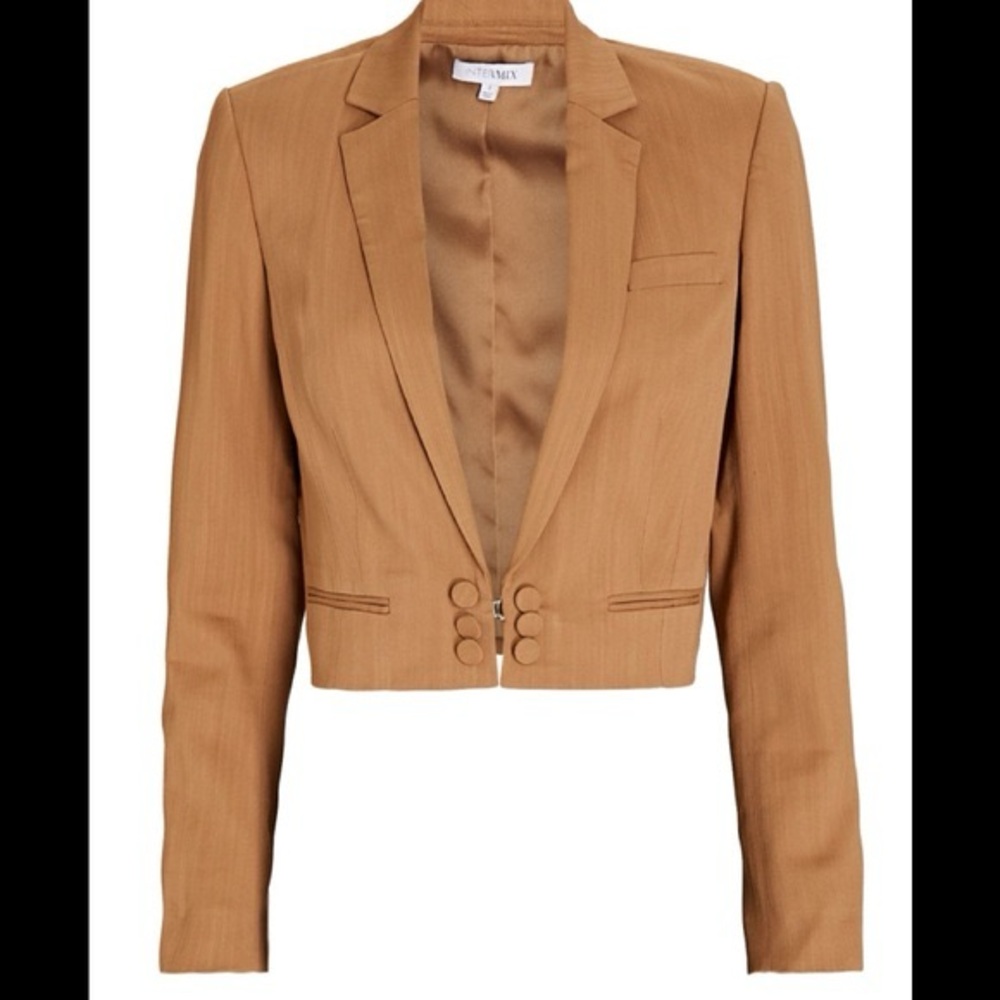 INTERMIX Cole Cropped Blazer in Tan Size 6